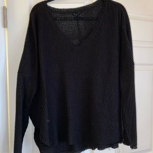 Urban outfitters black waffle knit top